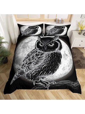 Set Copri Piumone Lenzuolo Federe Copripiumino Gufi Owls Duvet Cover BED0054P